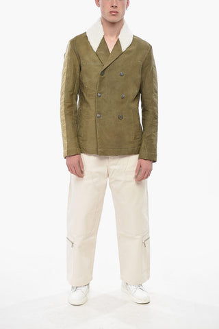 Giubbotto Doppiopetto in Cotone con Colletto Shearling
