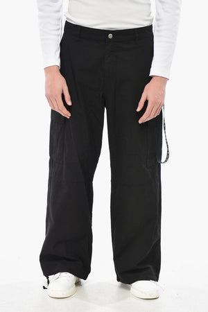 Baumwoll-Cargohose mit Kordelzug am Knöchel