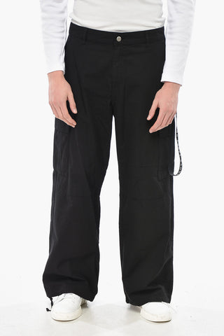 Baumwoll-Cargohose mit Kordelzug am Knöchel