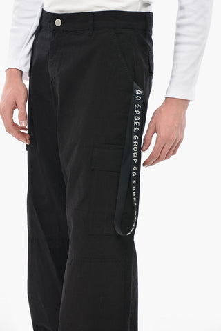 Baumwoll-Cargohose mit Kordelzug am Knöchel
