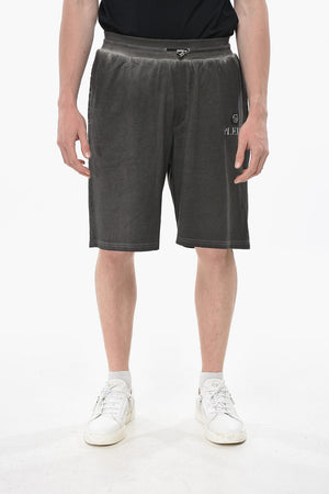 Baumwoll-Shorts mit Used-Effekt und Kordelzug