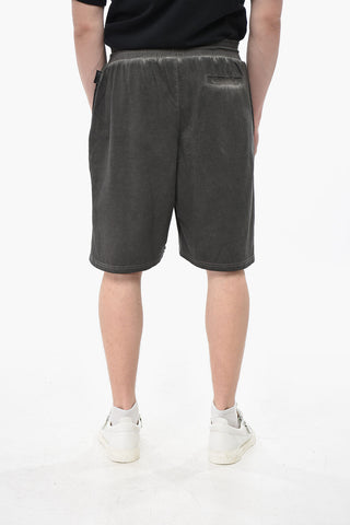 Shorts in Cotone Effetto Delavè con Coulisse