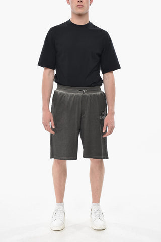 Shorts in Cotone Effetto Delavè con Coulisse