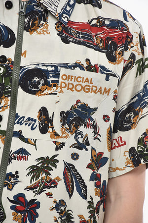 Short-Sleeve Floral Shirt with Zip Closure