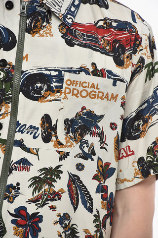Short-Sleeve Floral Shirt with Zip Closure