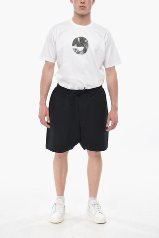 Shorts in Jersey Garzato con Elastico e Coulisse