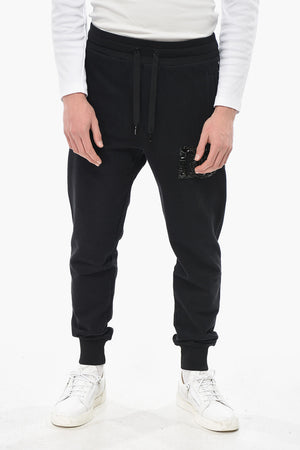 Brushed Cotton Joggers with Rhinestone-Embellished Monogram