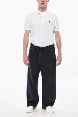 Cropped Fit Jeans With Drawstring Waist And 30cm Distressed Hem