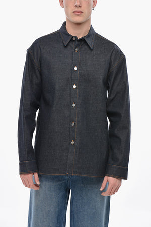 Denim-Overshirt mit Logoknöpfen