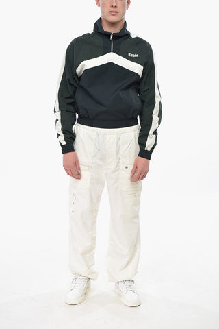 Zweifarbiger Anorak aus Nylon und Baumwolle mit halbem Reißverschluss