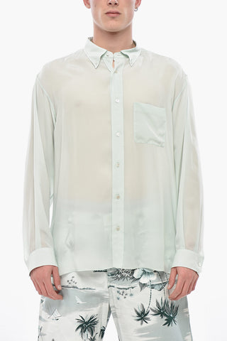 Transparent Button-Down Shirt with Pocket