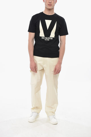 Crew-Neck Cotton Jersey T-Shirt with Contrast Print