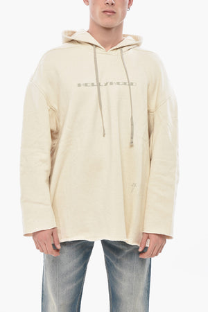 DRKSHDW Felpa Hoodie in Cotone Felpato con Stampa sul Fronte
