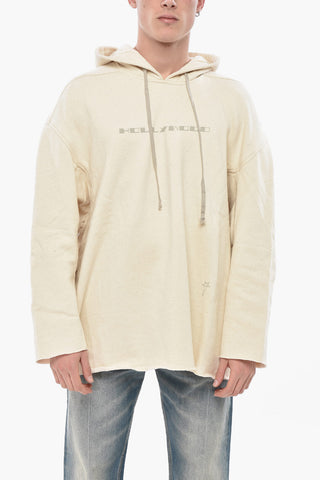 DRKSHDW Felpa Hoodie in Cotone Felpato con Stampa sul Fronte
