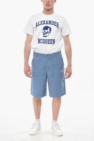 Shorts In Cotone con Ricamo Logo Laterale