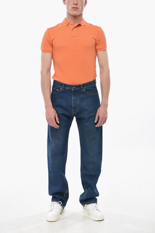 Cotton Dark Wash Jeans with 21cm Ankle Zip