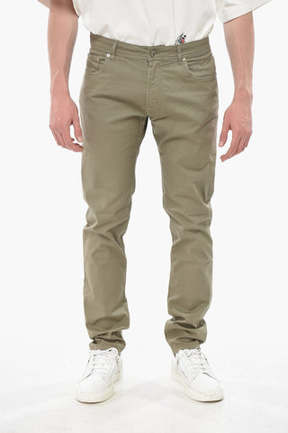 Cotton Five-Pocket Pants with Gold-Effect Button