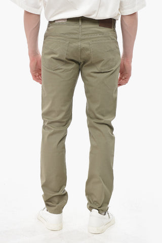 Fünf-Taschen-Hose aus Baumwolle mit Knopf in Goldoptik