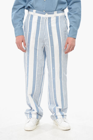 Cotton and Linen Casual Striped Pants