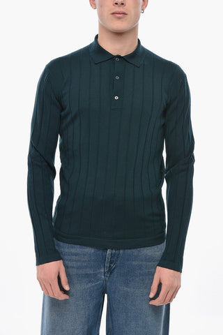 CIRCLE 3-Button Ribbed Virgin Wool Polo