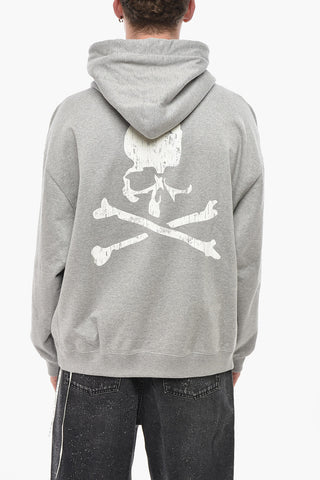 Boxy-Fit Hoodie aus aufgerauter Baumwolle mit Totenkopf-Print