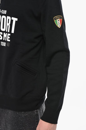 SPORT Sweatshirt Mit Halbem Reißverschluss Aus Baumwollfleece Mit Velours-Logo