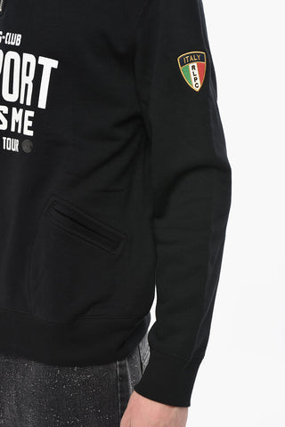 SPORT Half-Zip Cotton-Fleece Sweatshirt With Velour Logo