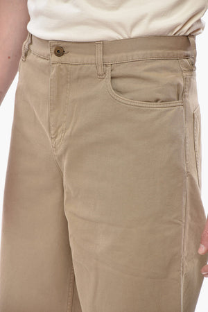 Cotton Five-Pocket Pants with Logo Button