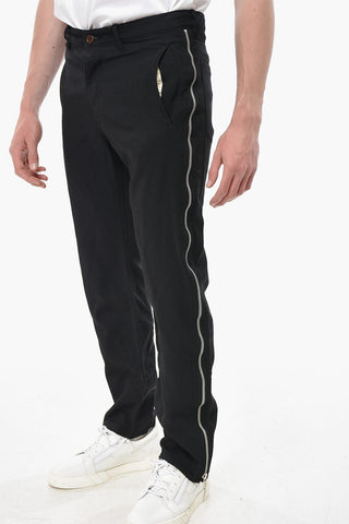 BLACK Twill Pants with Full Side Zips