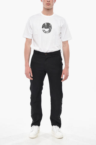 BLACK Twill Pants with Full Side Zips
