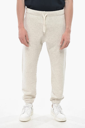 Brushed Cotton Joggers with Embroidered Logo and Cuffs