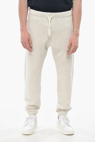 Brushed Cotton Joggers with Embroidered Logo and Cuffs