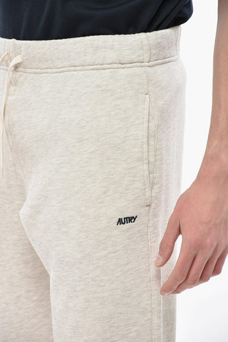 Brushed Cotton Joggers with Embroidered Logo and Cuffs