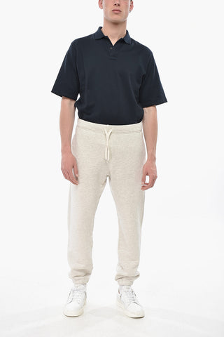 Brushed Cotton Joggers with Embroidered Logo and Cuffs