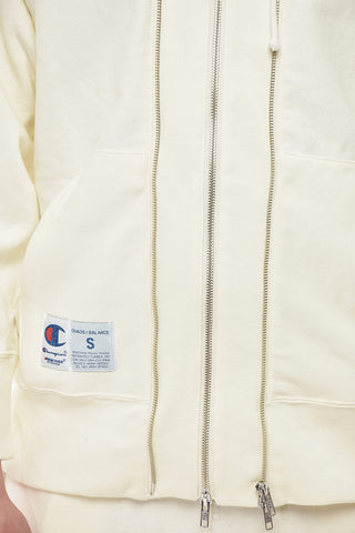 UNDERCOVER X CHAMPION Multizip-Hoodie aus gebürsteter Baumwolle