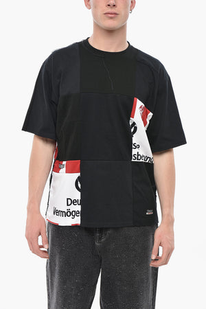 Patchwork-Baumwoll-T-Shirt mit Rundhalsausschnitt