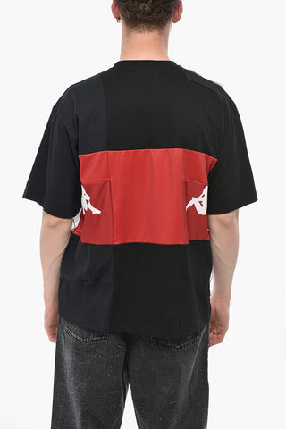 Patchwork-Baumwoll-T-Shirt mit Rundhalsausschnitt