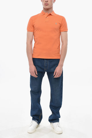 Polo a Due Bottoni in Cotone con Logo