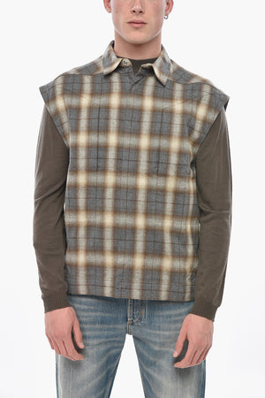 HOLLYWOOD Cotton Plaid Vest with Hidden Button Closure