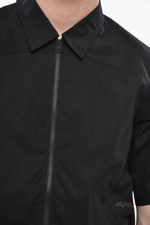 Cotton Poplin Shirt with Two Pockets and Zip Closure