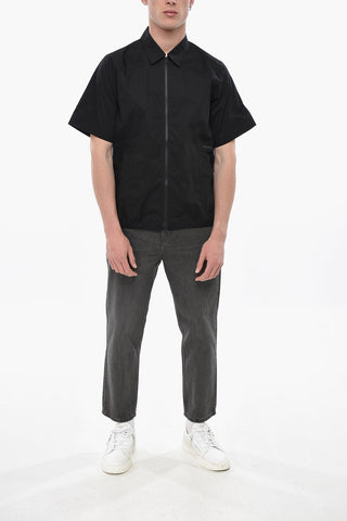 Cotton Poplin Shirt with Two Pockets and Zip Closure