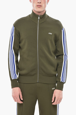 Zip-Up Knit With Tape Bands On The Sleeve