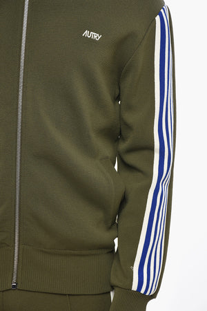 Zip-Up Knit With Tape Bands On The Sleeve