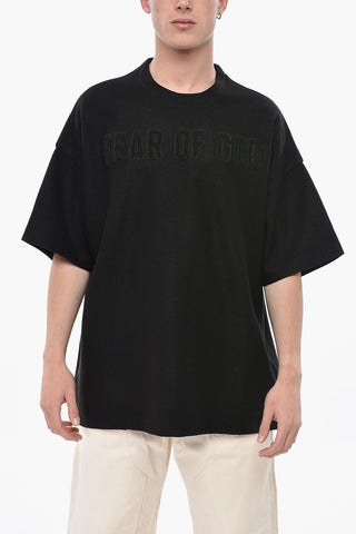 Short-Sleeve Wool Knit with Terry Logo