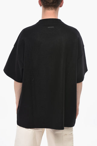Short-Sleeve Wool Knit with Terry Logo