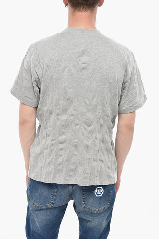 T-Shirt Girocollo Effetto Stropicciato con Stampa sul Fronte