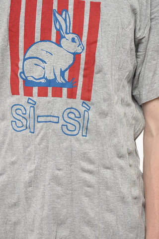 T-Shirt Girocollo Effetto Stropicciato con Stampa sul Fronte