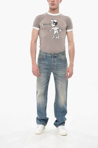 Straight-Leg Jeans with Metal Skull Detail 23cm