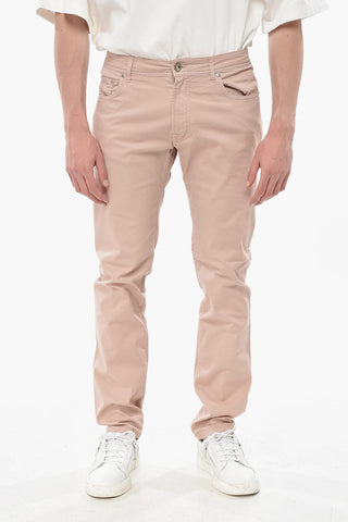 Cotton Five-Pocket Pants with Silver-Effect Button