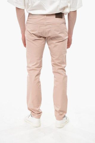 Cotton Five-Pocket Pants with Silver-Effect Button